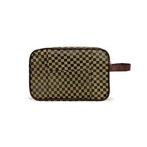 Men's Brown Accessory Zip Top Toiletry Travel Bag